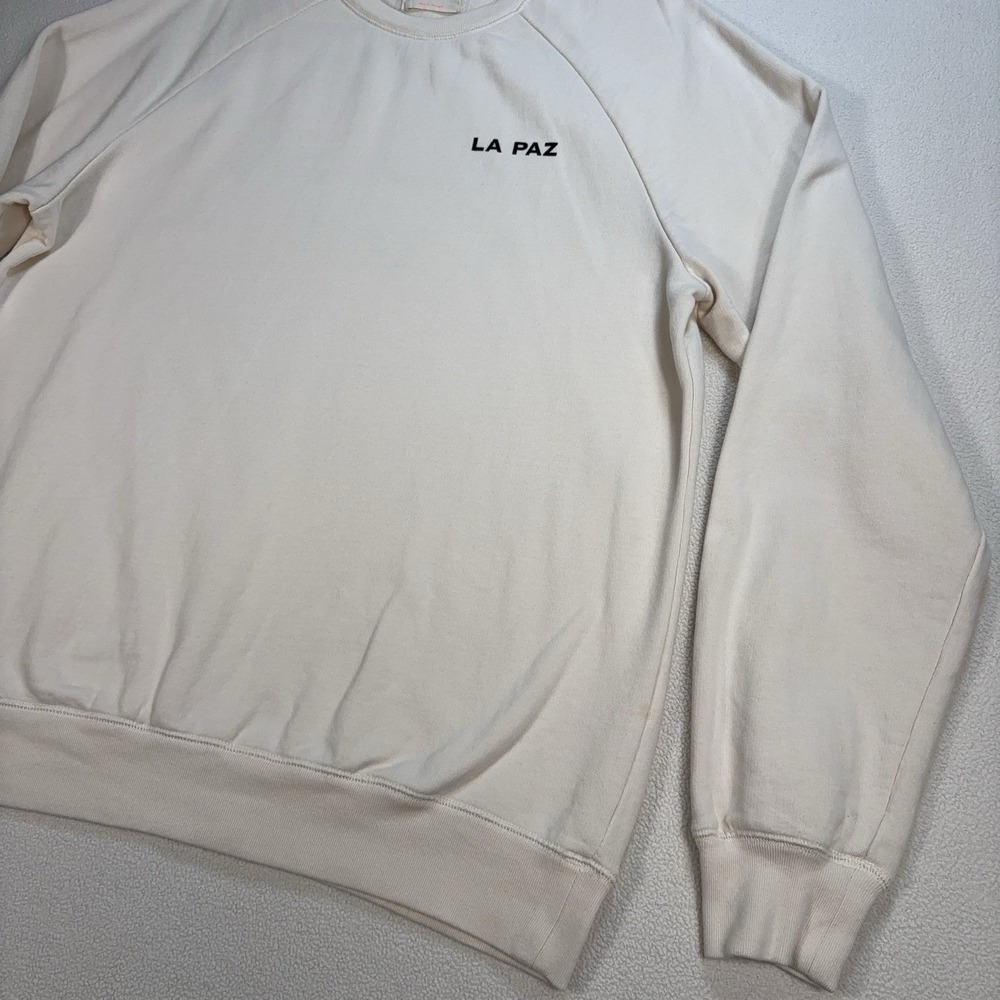 La Paz Cunha Vague Sweatshirt Men's L Off-White Spellout Graphic 100% Cotton - Picture 5 of 16